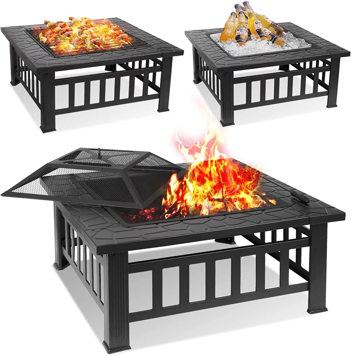 32 Wood Burning Metal Fire Pit Table Q568