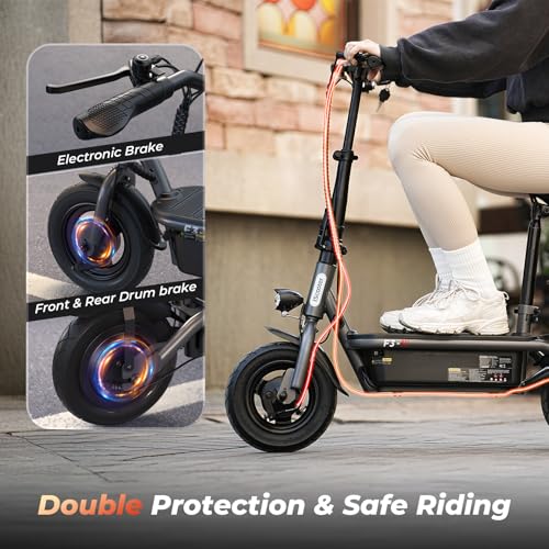 Electric Scooter with Seat, Adjustable Seat & Handlebar, Pneumatic Tire S1605
