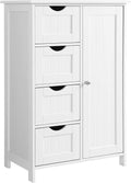 White 1 Door 4 Drawer Wood Storage Cabinet L4486