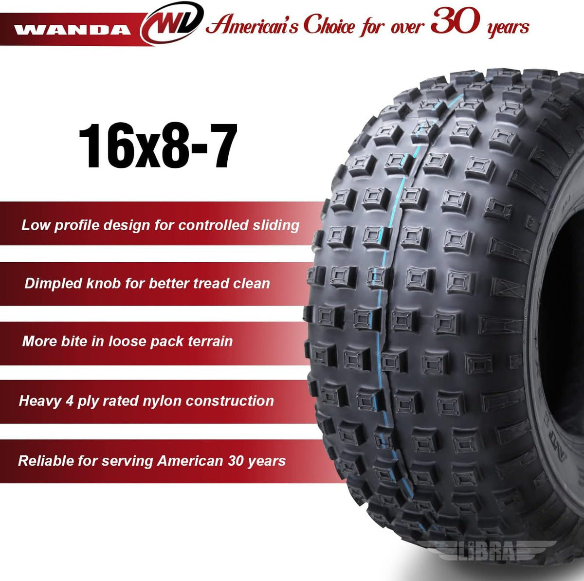 Set of 4 16x8-7 4PR ATV Tires P1538
