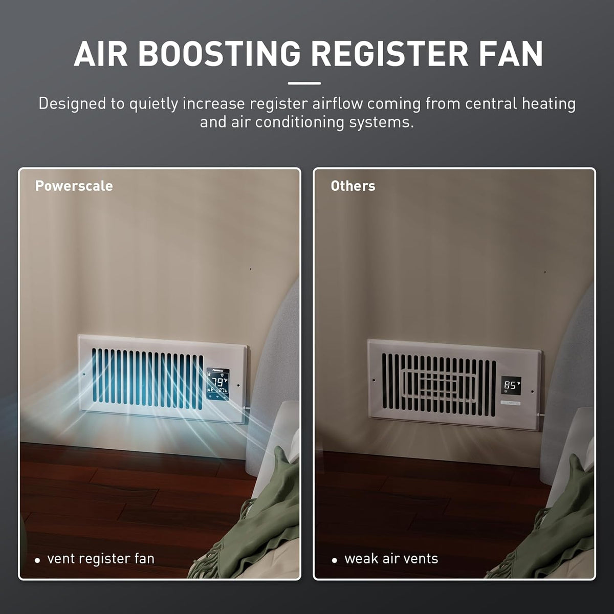 Smart Vent & Quiet Air Booster Register Fan with Humidity Sensor V631