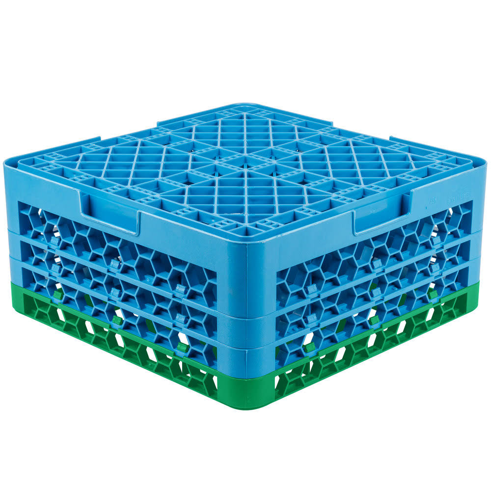16 Compartment Green Color-Coded Glass Rack with 3 Extenders V61509