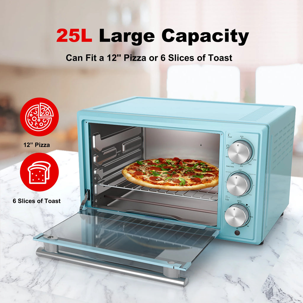 Blue Retro Toaster Oven with Convection, 1500W, 0.9 Cu.Ft S828