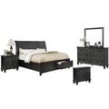 Rustic Gray Wood Sleigh 5 Piece Queen Bedroom Set P390711