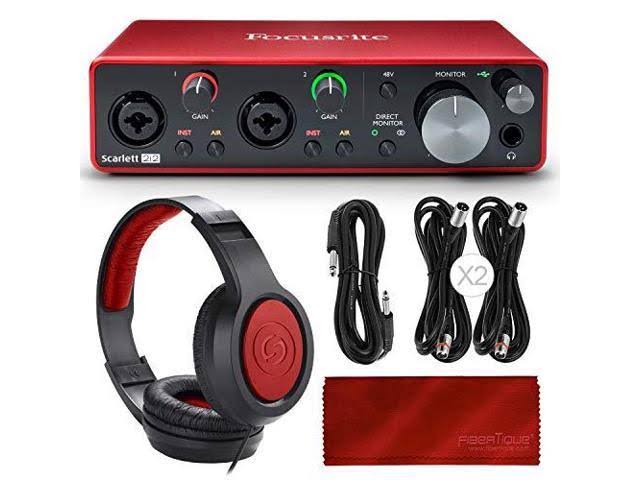 Focusrite Scarlett 2i2 2-in 2-OUT USB Recording Audio Interface (3rd Generation) + Samson SR360 Over-Ear Dynamic Headphones F363