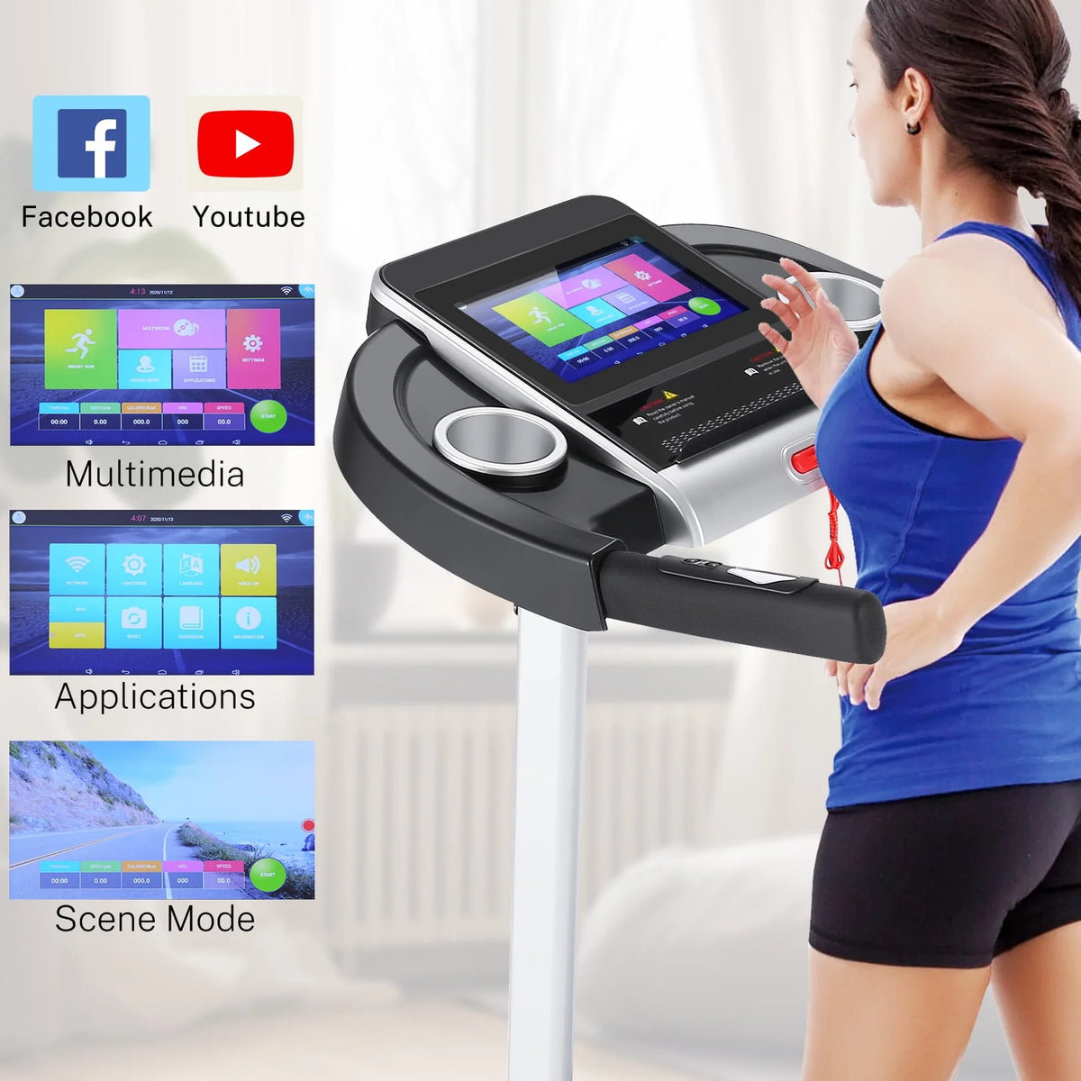 Silver Treadmill with 10 HD Touchscreen and 36 Preset Programs F4743