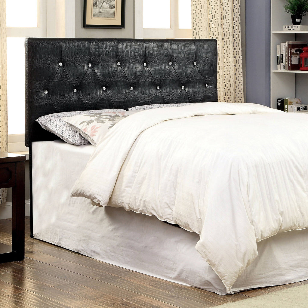 Black Faux Leather Button-Tufted Headboard W265