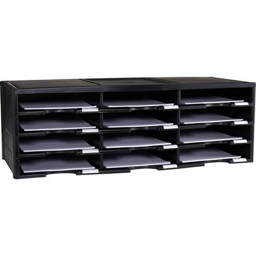 12-Compartment Literature Organizer, Gray K3956