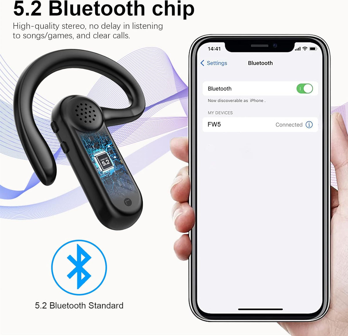 Open Ear Wireless Earbuds with Earhooks and Charging Case W7757