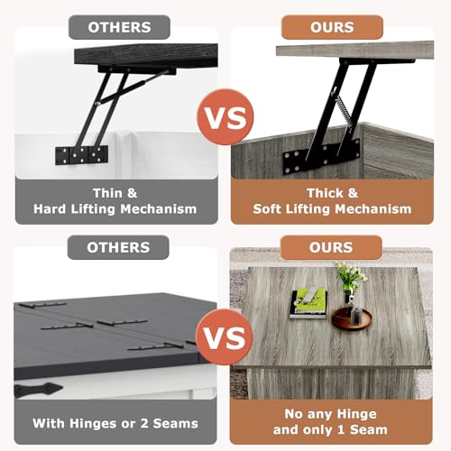 Gray Oak Lift Top Coffee Table with Storage V370
