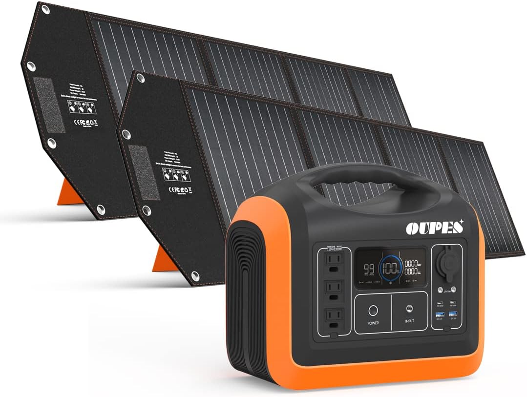 Solar Generator 1800W/1488Wh with 2 X 100W Foldable Solar Panel Portable Power Station LiFePO4 Battery A1448