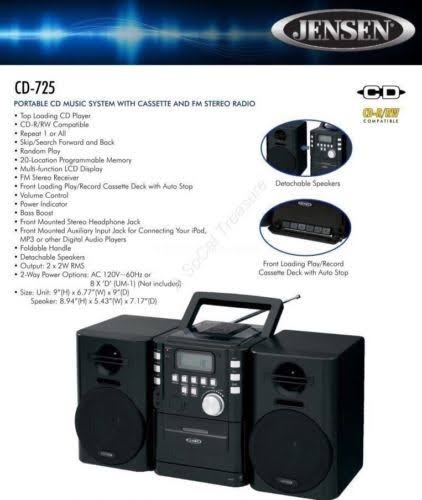 Portable CD Music System with Cassette & FM Stereo D888460