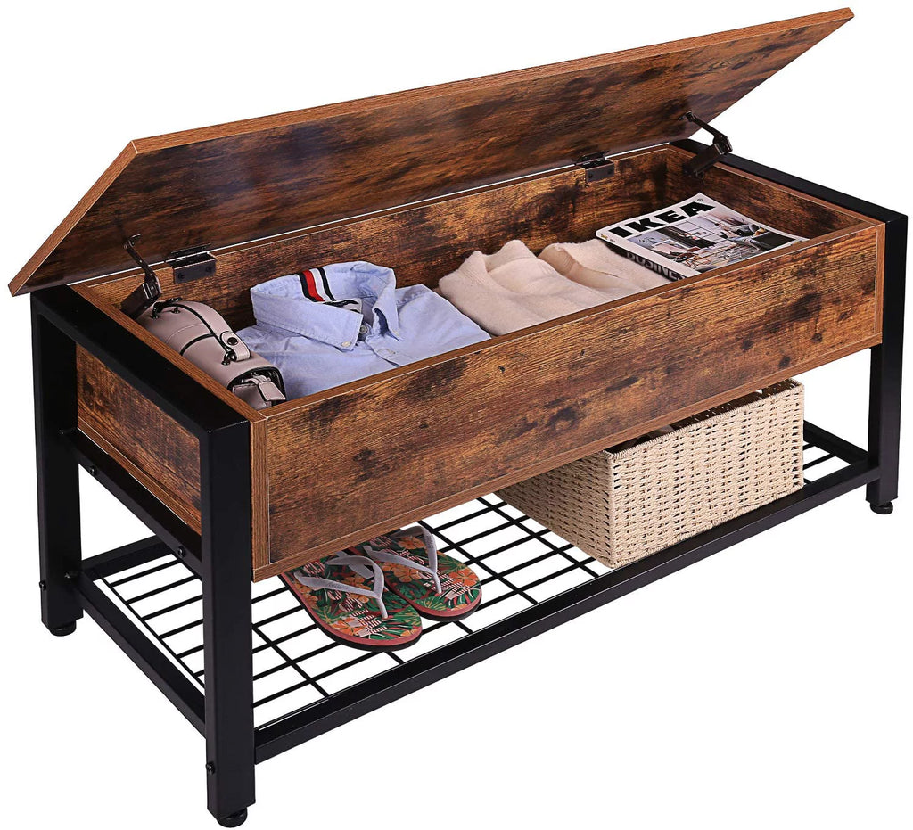 Lift Top Wood Storage Bench F1654