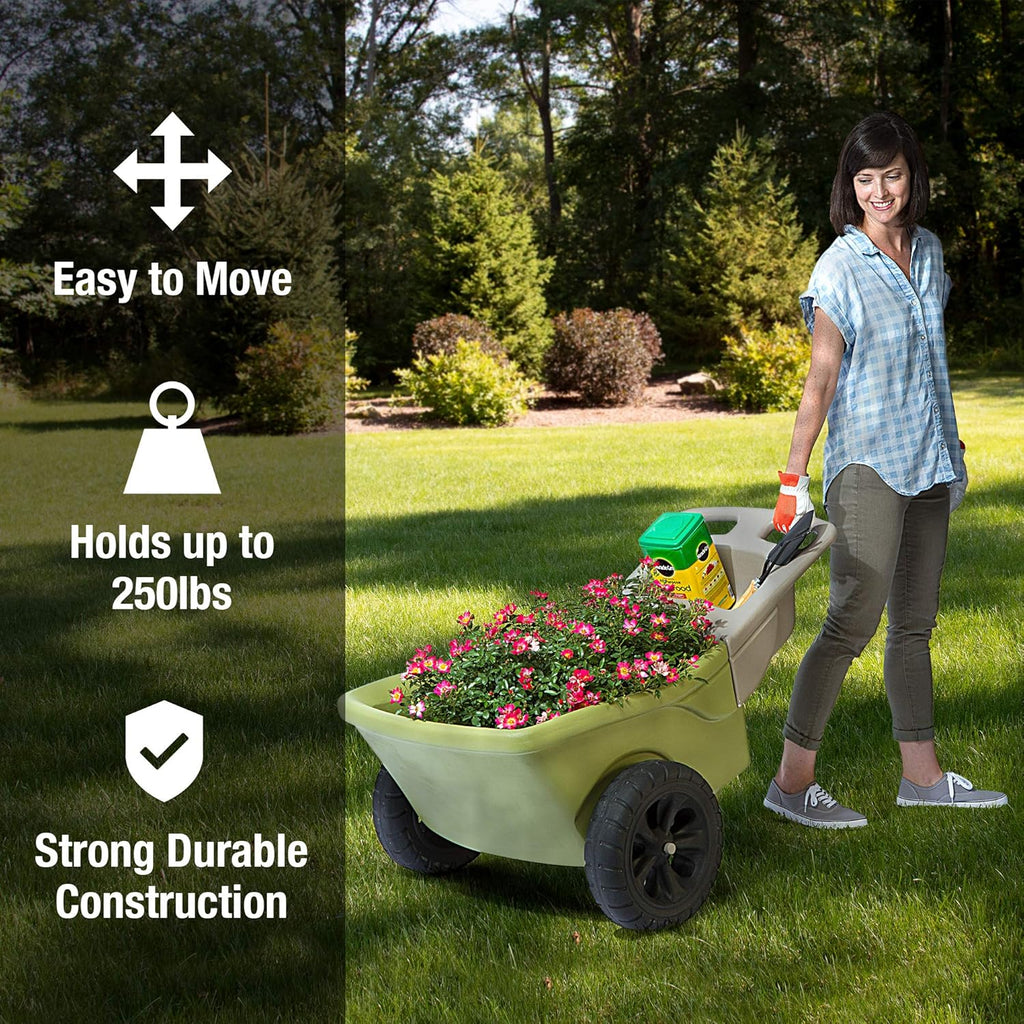 Green 4 Cubic ft. Plastic Wheelbarrow with 2 Wheels F791