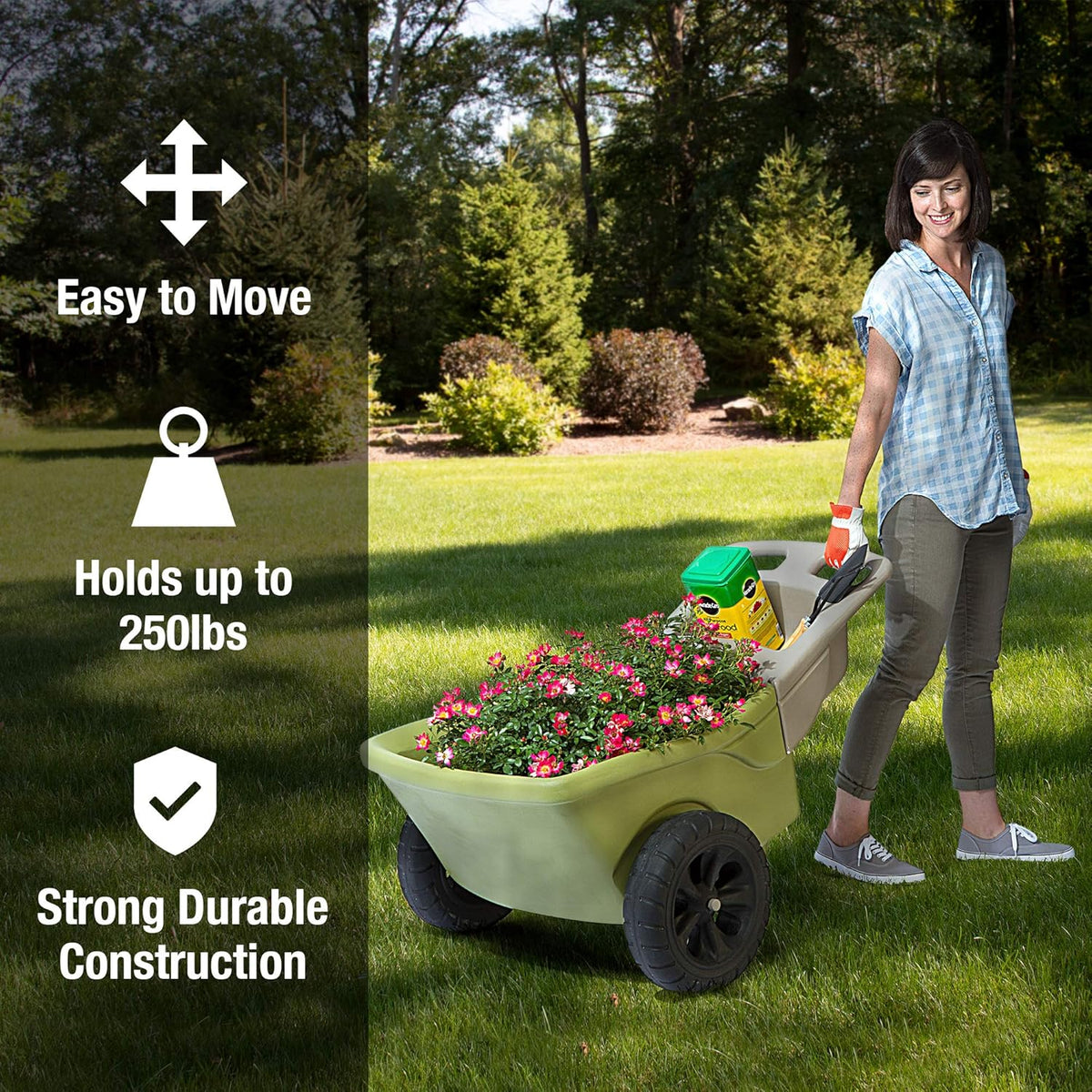 Green 4 Cubic ft. Plastic Wheelbarrow with 2 Wheels F791