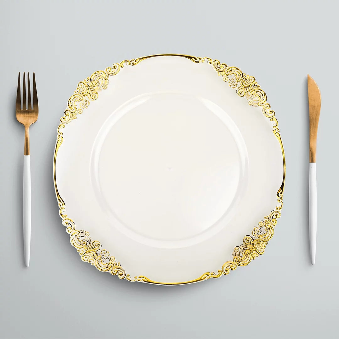 Clear Acrylic Charger Plates with Gold Rim Set of 4 W1297