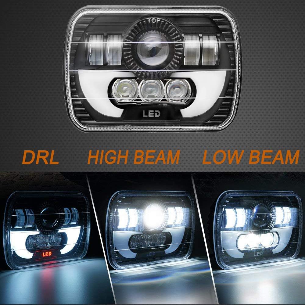 120W Rectangle 7x6 5x7 LED Headlights Sealed Beam H4 Plug O619741