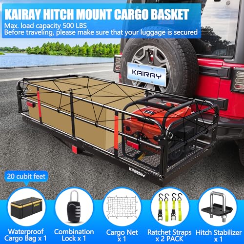 60"x24"x14.4" Folding Hitch Mount Cargo Carrier for 2" Receiver H2363