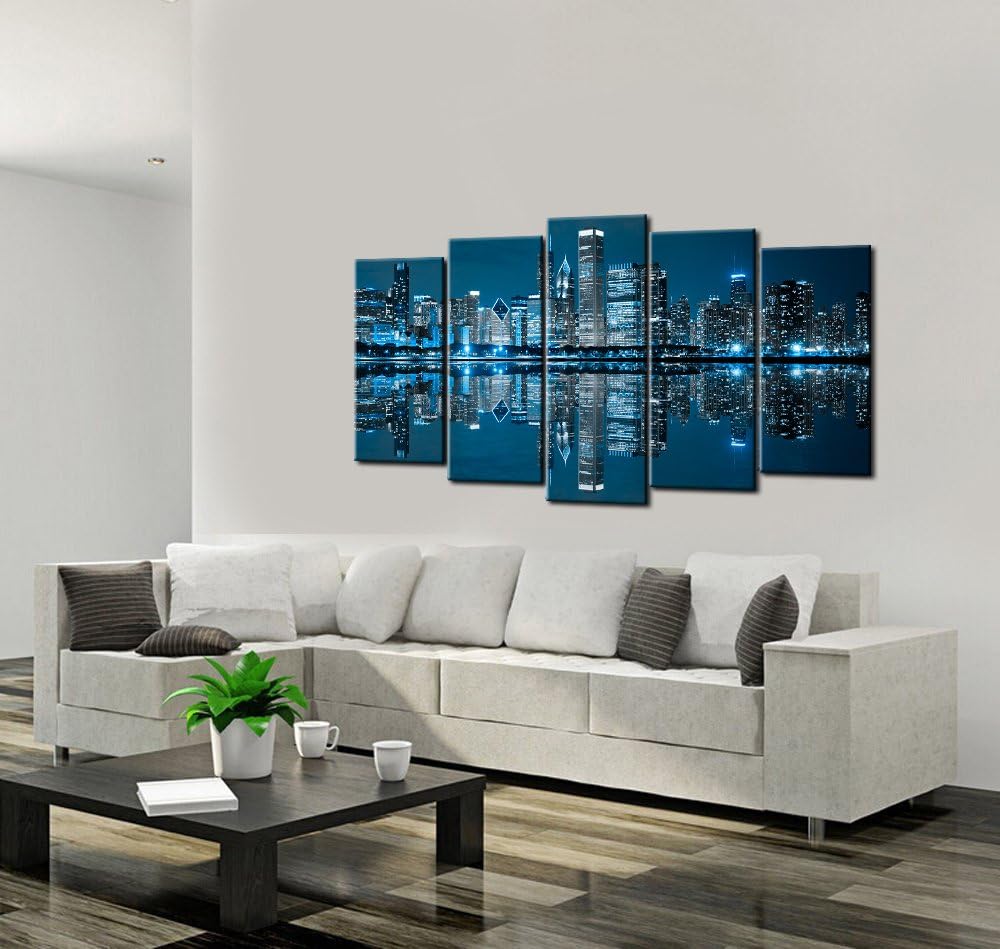 Large 5 Panels Framed Canvas Print Wall Art H401