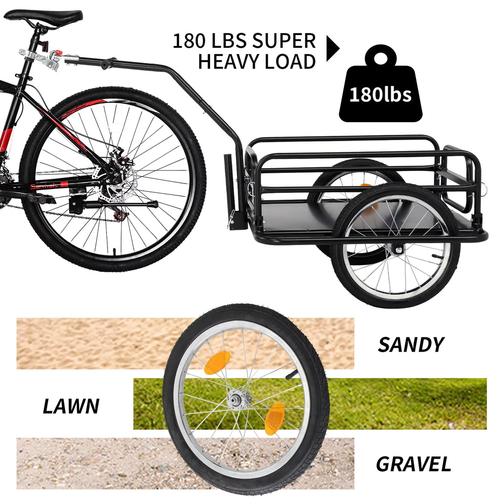 Foldable Bike Cargo Trailer with 16 Wheels, Black G25090