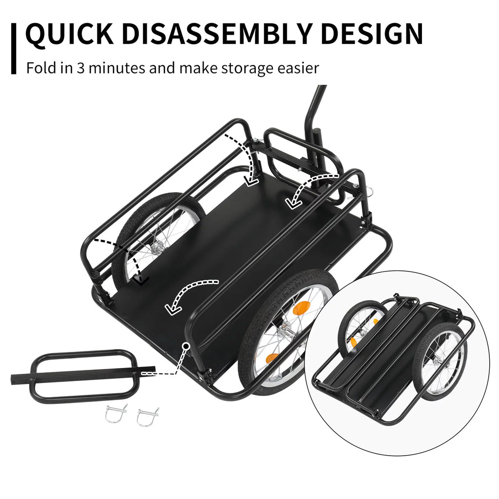 Foldable Bike Cargo Trailer with 16 Wheels, Black G25090