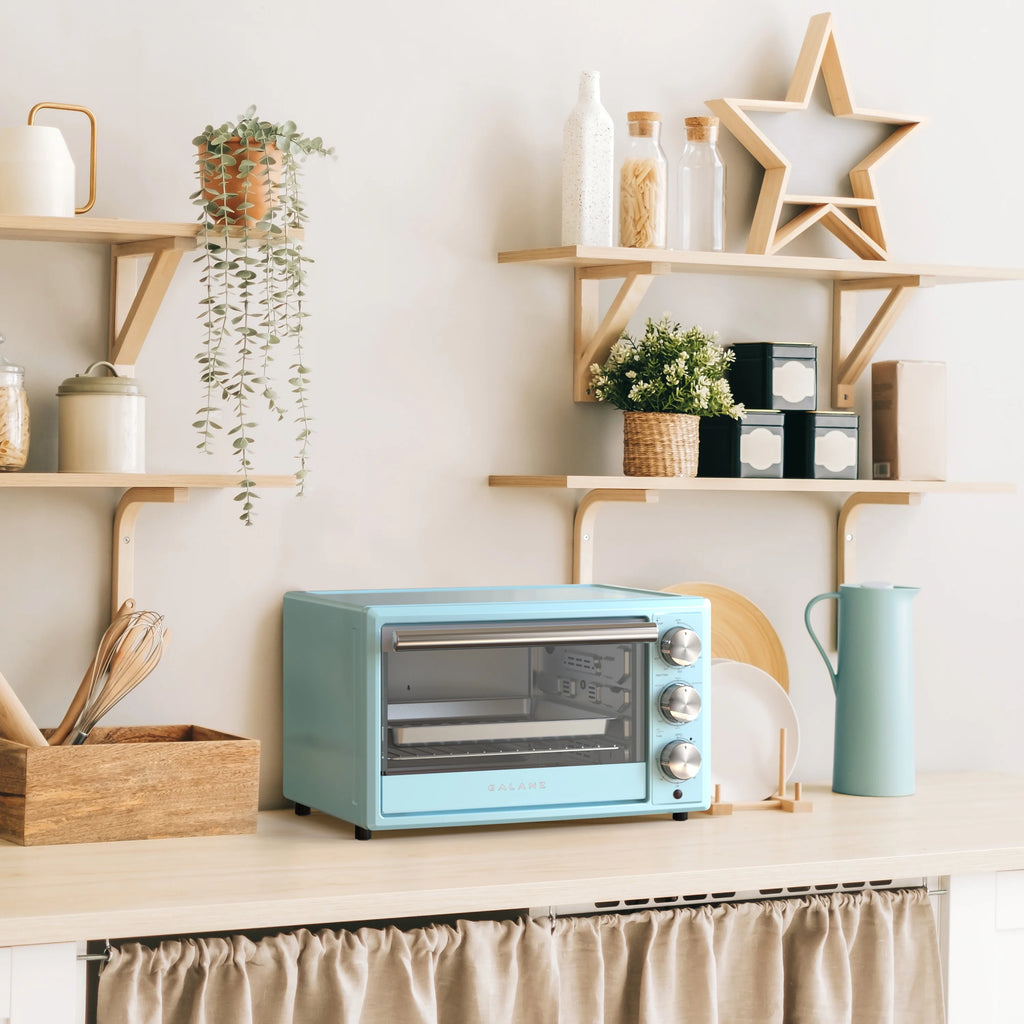 Blue Retro Toaster Oven with Convection, 1500W, 0.9 Cu.Ft S828