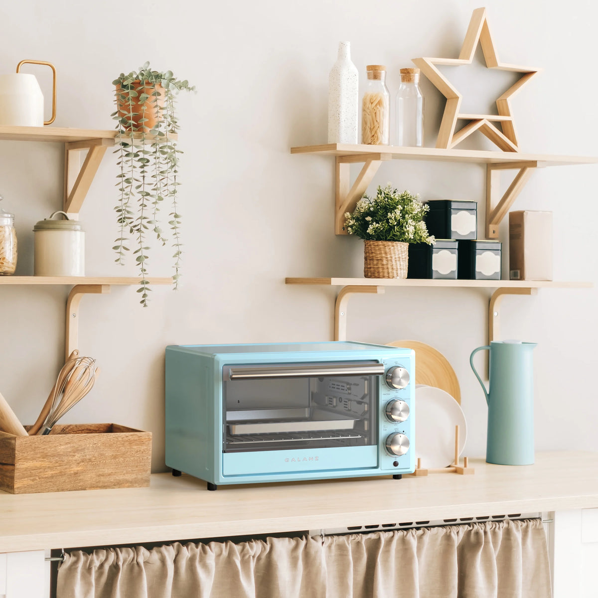 Blue Retro Toaster Oven with Convection, 1500W, 0.9 Cu.Ft S828