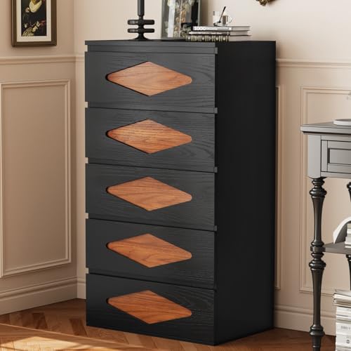 Black Brown 4 Drawer Wooden Dresser S32018