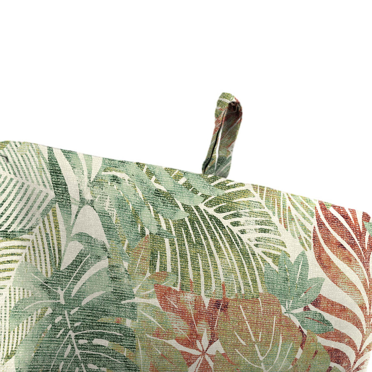 Almond Green Leaves Rectangular Outdoor Chaise Lounge Cushion with Ties V8420