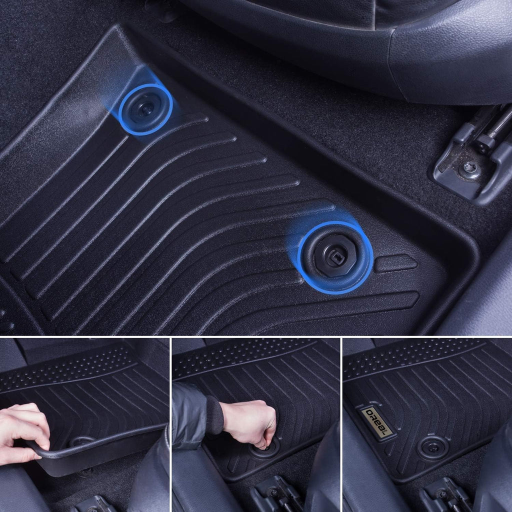 Black Heavy Duty All Weather Front and Rear Car Floor Mats A1067