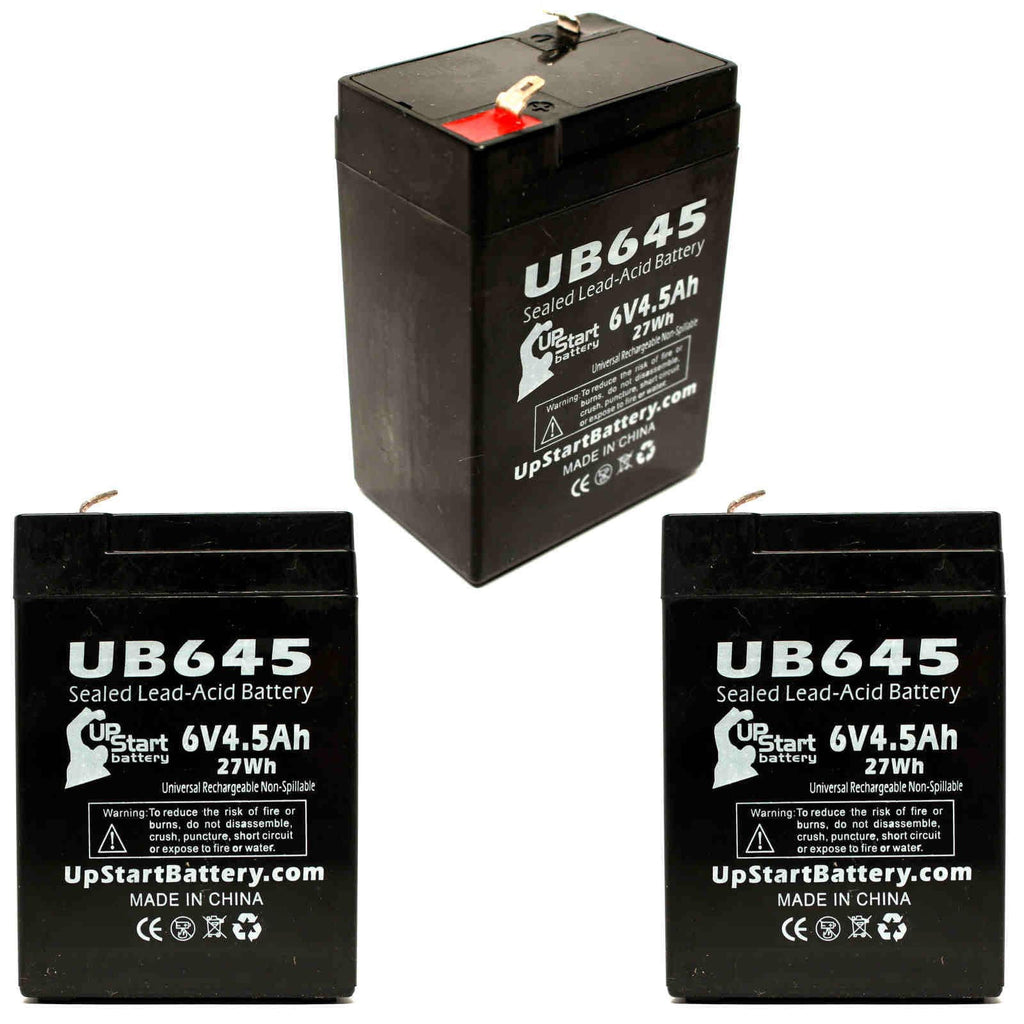 6V 4.5Ah Sealed Lead Acid Battery 3 Pack with F1 to F2 Terminal Adapters T9789