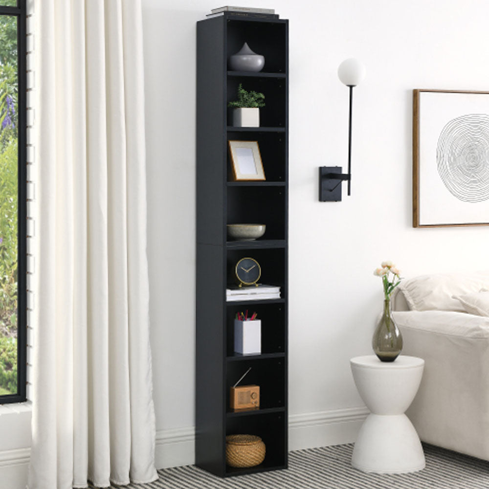 8-Tier Tall Narrow Media Storage Cabinet with Adjustable Shelves J61966