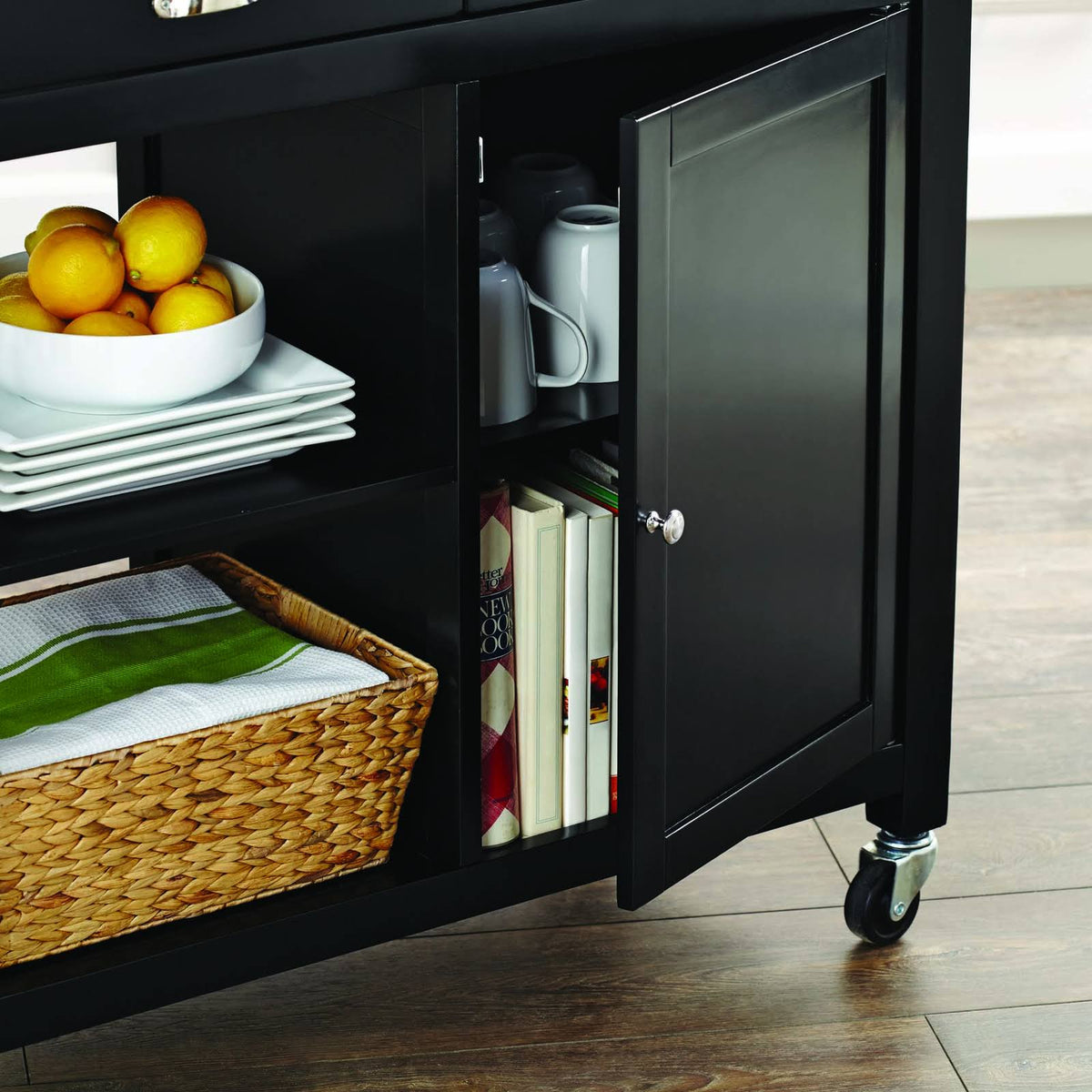 Black Granite Top Kitchen Cart R3864