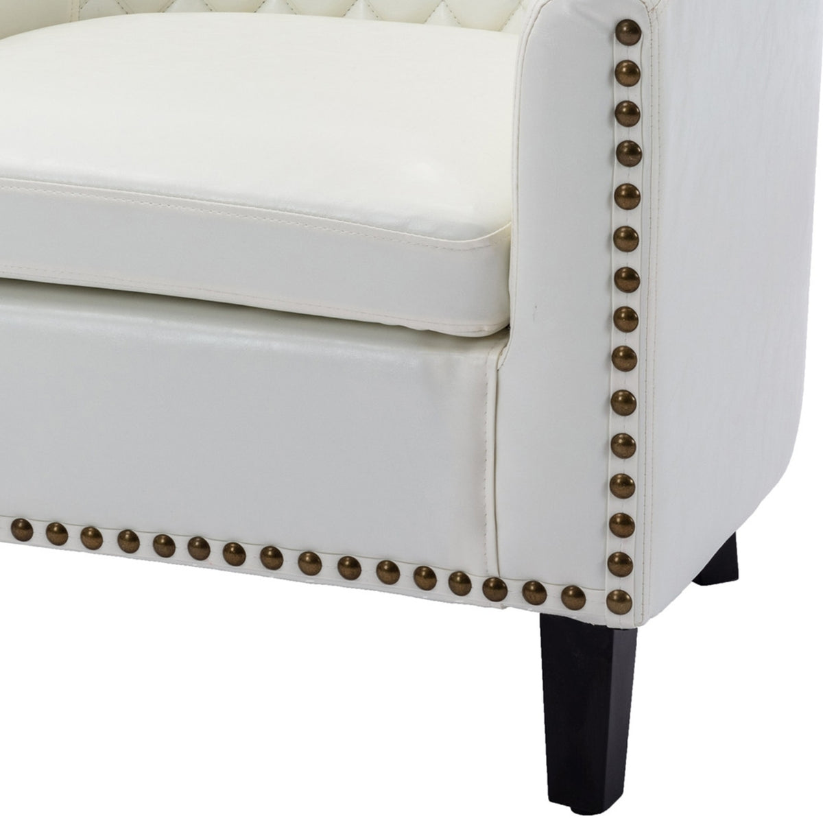 White Faux Leather Curved Accent Chair F453101