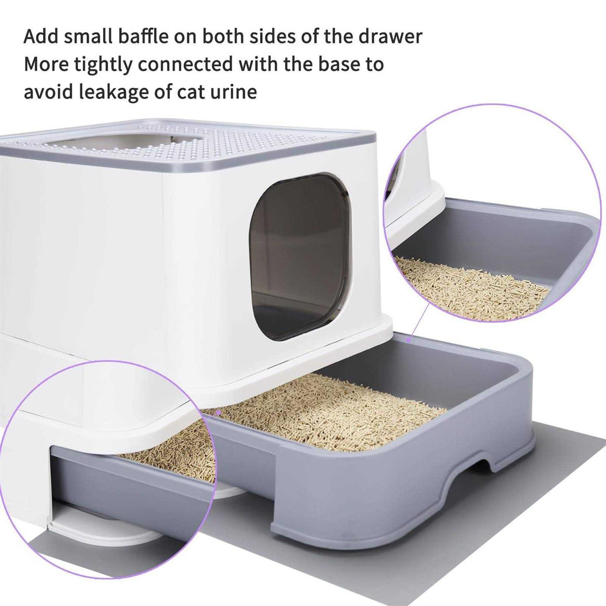 Large Top Entry Anti-Splashing Cat Litter Box with Lid D3951