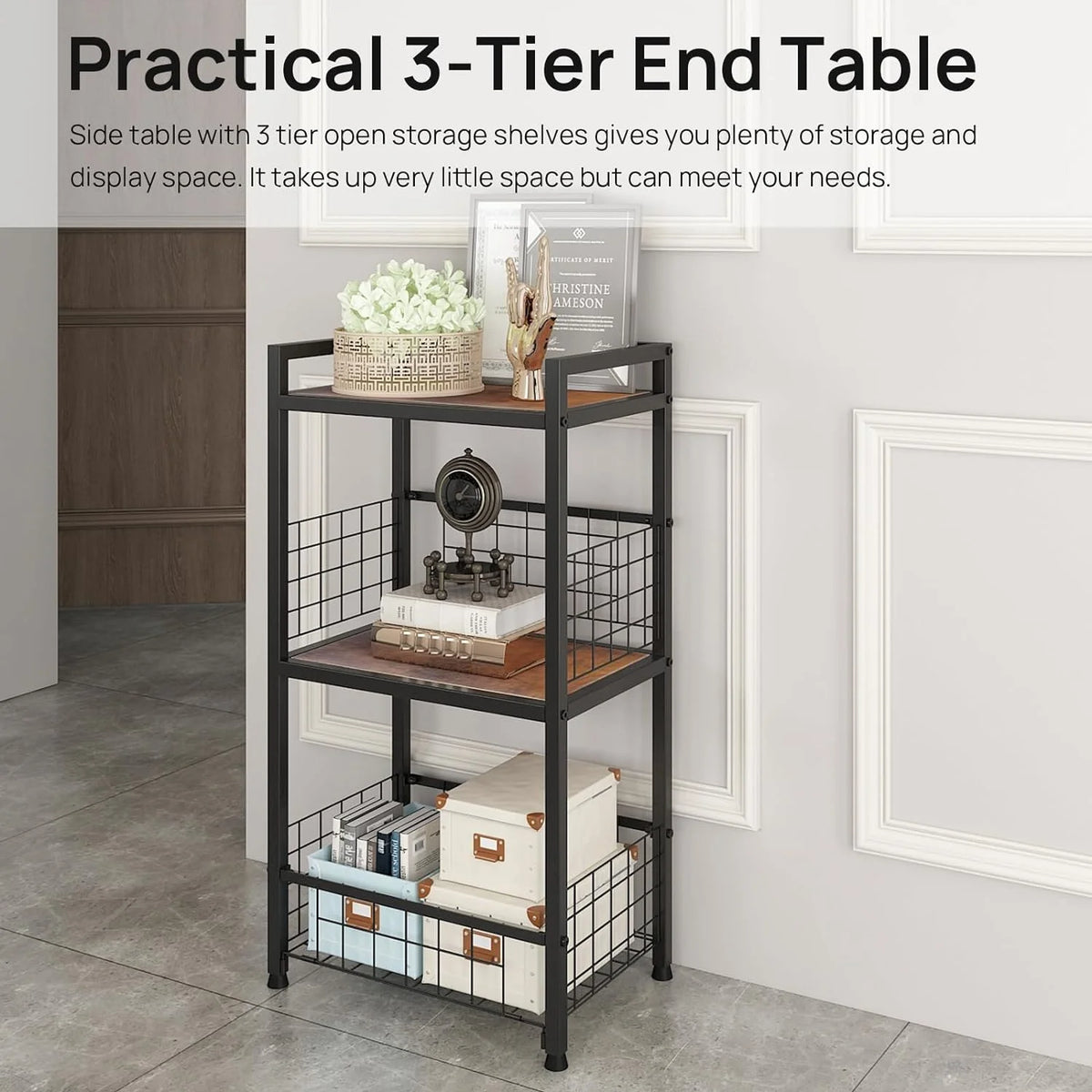 3 Tier Side Table with Open Shelf Y426