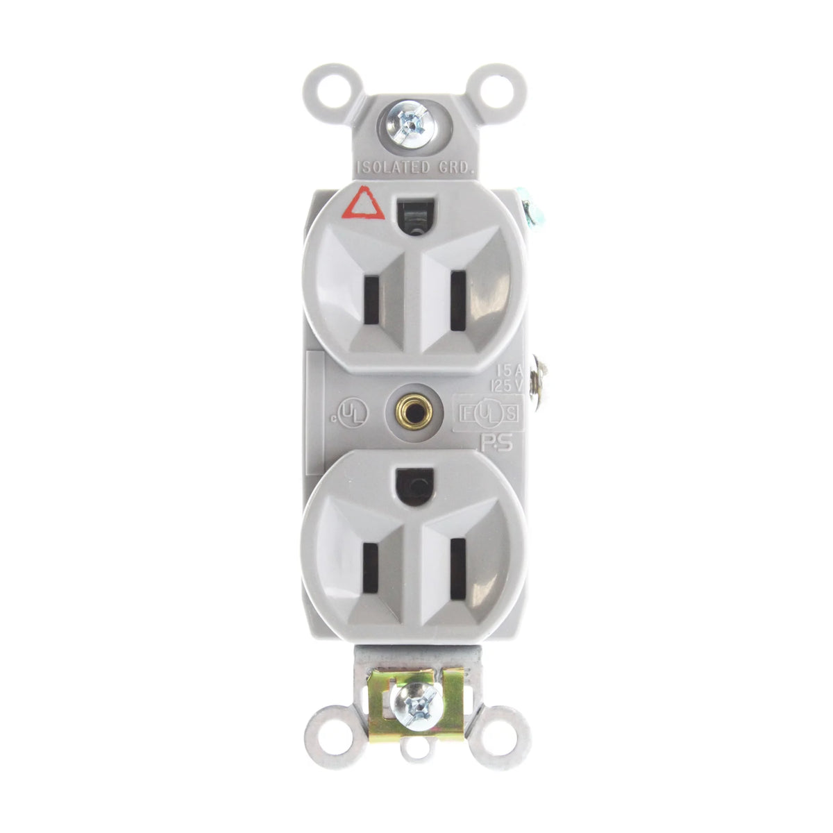 15A 120V Gray Isolated Ground Duplex Receptacle T9808