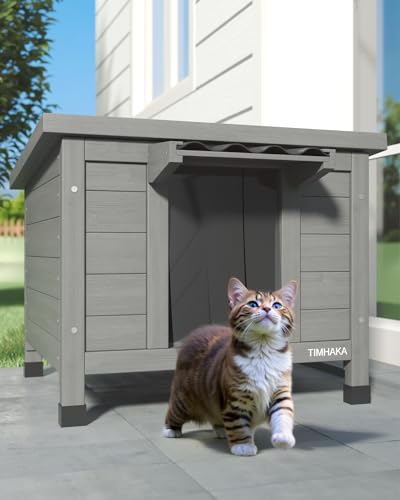 Outdoor Cat House Waterproof Foam Insulated Large Wooden Cat Condos 21.3" L x 19.9" W x 18.9" H H97209
