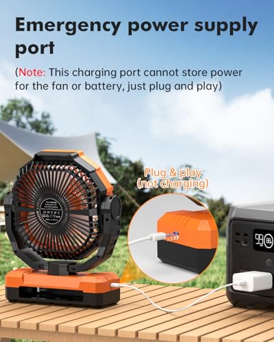 24000mAh Rechargeable Battery Operated Camping Fan with Light & Hook Z4273