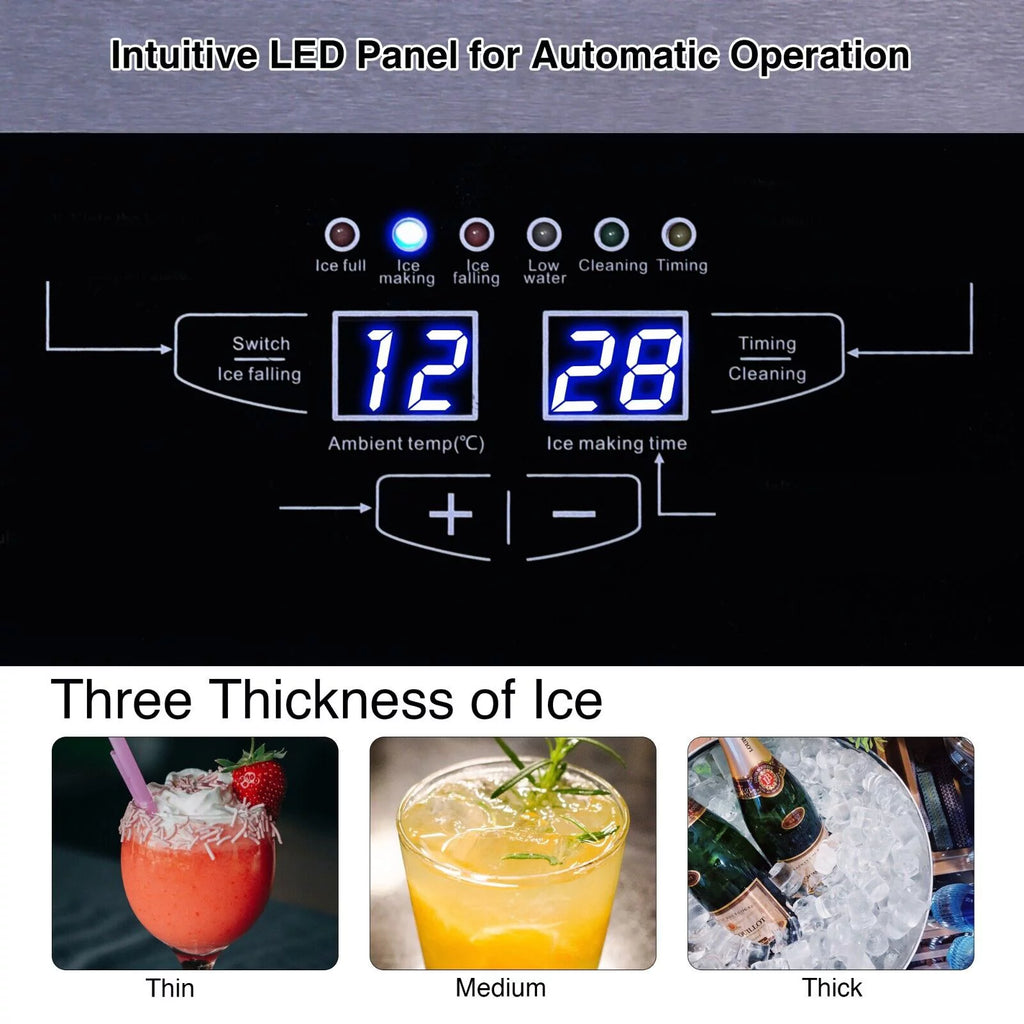 Commercial Ice Maker 90lb Stainless Steel Built-in Cube Machine X8296