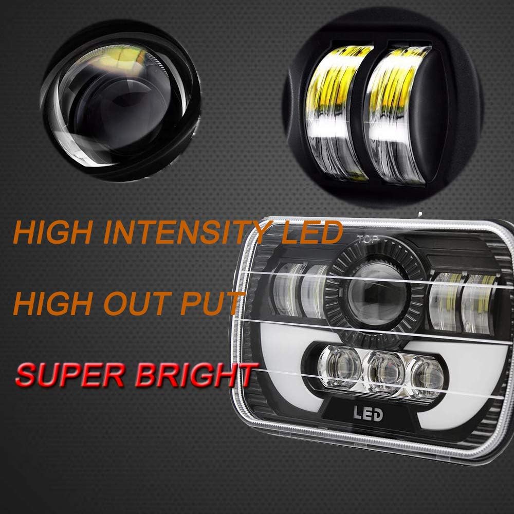 120W Rectangle 7x6 5x7 LED Headlights Sealed Beam H4 Plug O619741