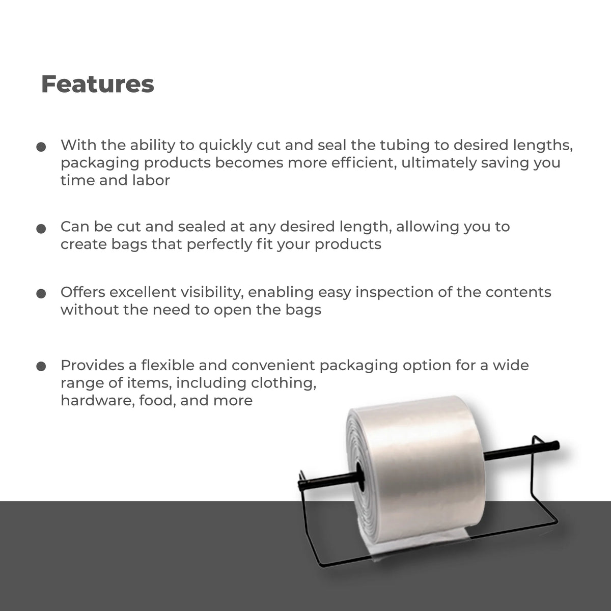Clear Lay Flat Poly Tubing 8 Inch x 2000 Feet, 3 Mil - 1 Roll R7059