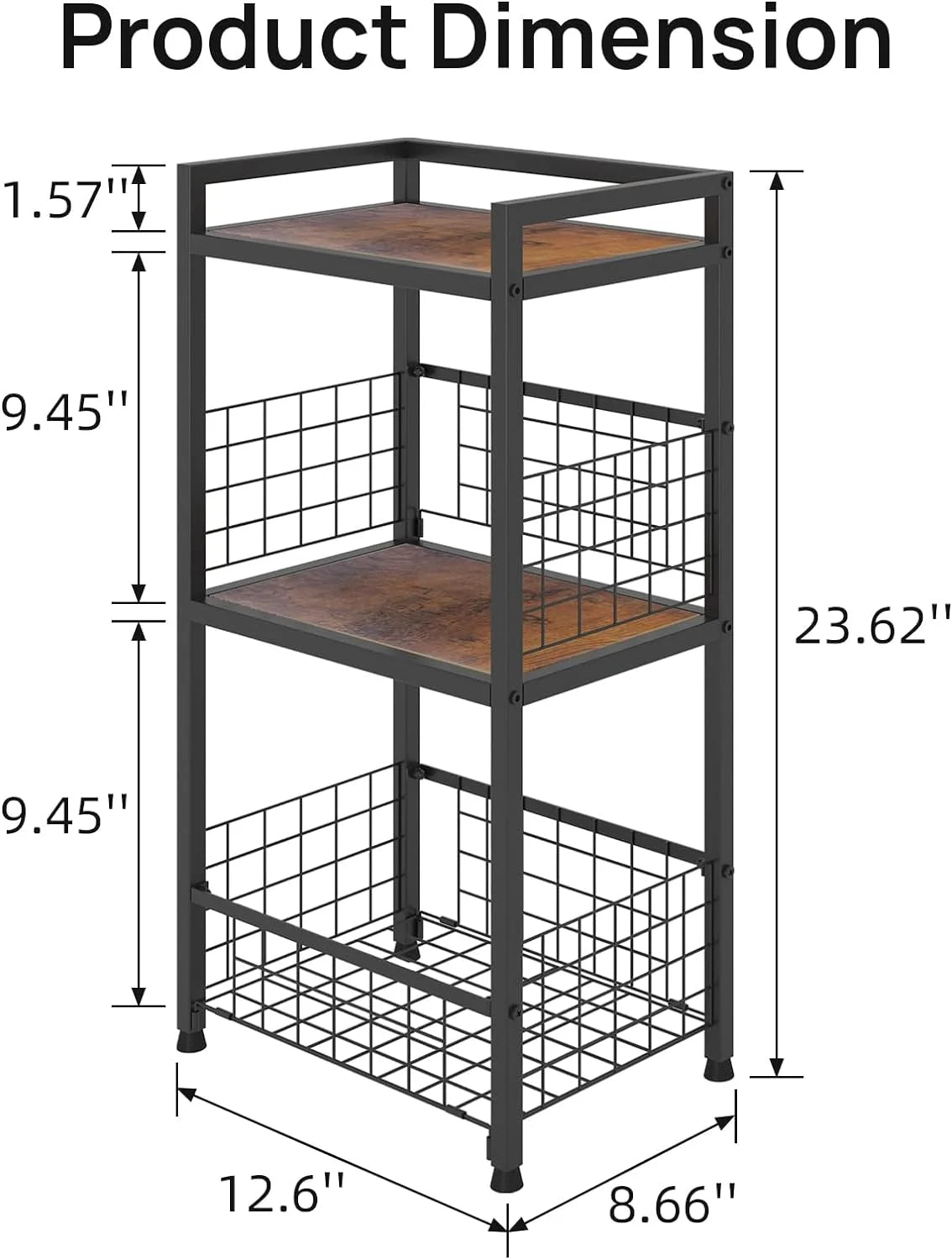 3 Tier Side Table with Open Shelf Y426