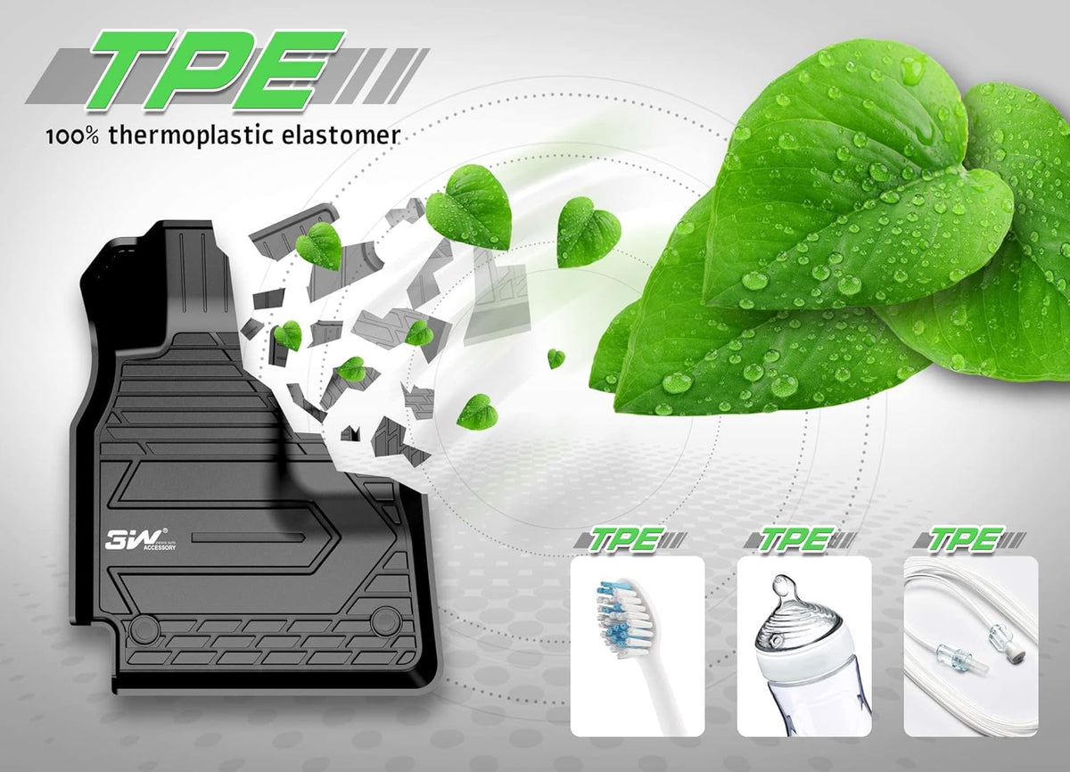 Black TPE All Weather Floor Mats 1st and 2nd Row Full Set L227691