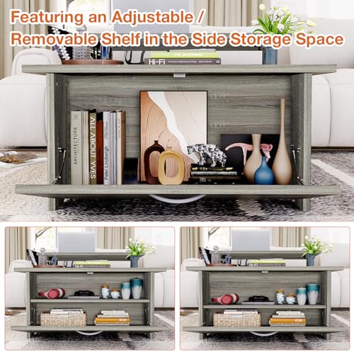 Gray Oak Lift Top Coffee Table with Storage V370