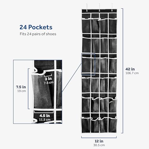 White 3 Pack Over The Door Shoe Organizer with 12 Mesh Pockets U553