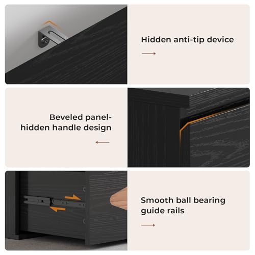 Black Brown 4 Drawer Wooden Dresser S32018