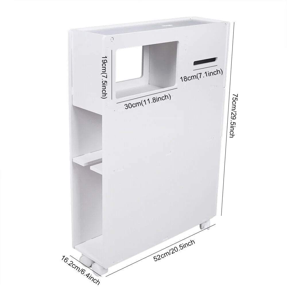 Slim Bathroom Storage Cabinet Floor Standing Organizer Shelves M867704