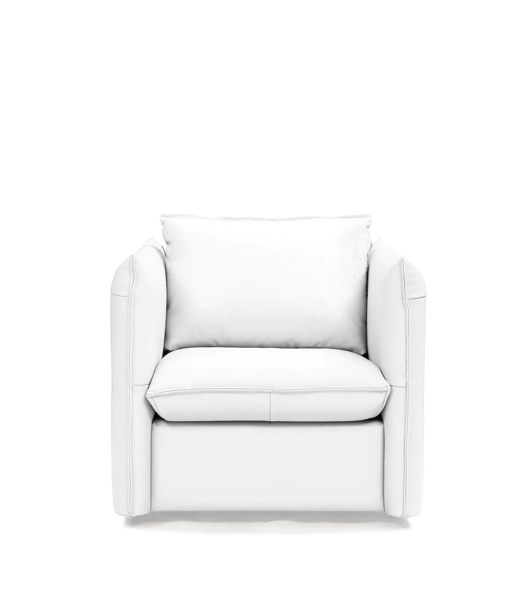 White Genuine Leather Swivel Accent Chair B168
