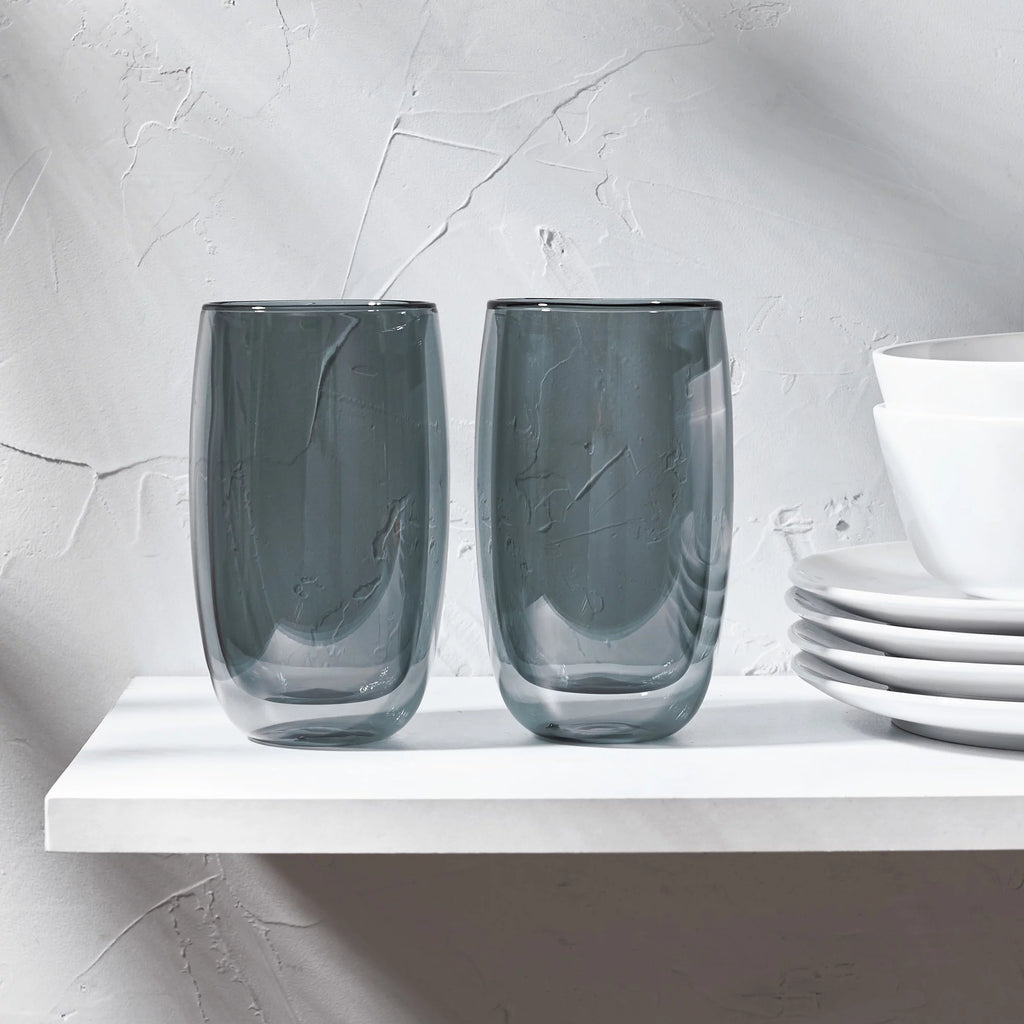 2-pc Double-Wall Latte Glass Set Smoke Grey V752